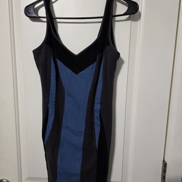 Astr Black and Blue V-Neck Dress - Picture 1 of 3